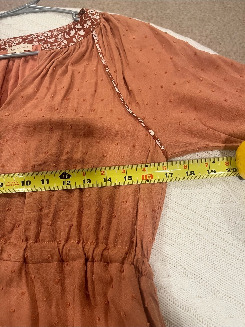 Hem & Thread Swiss Dot Floral Trim Mini Dress-Medium - Picture 7 of 9